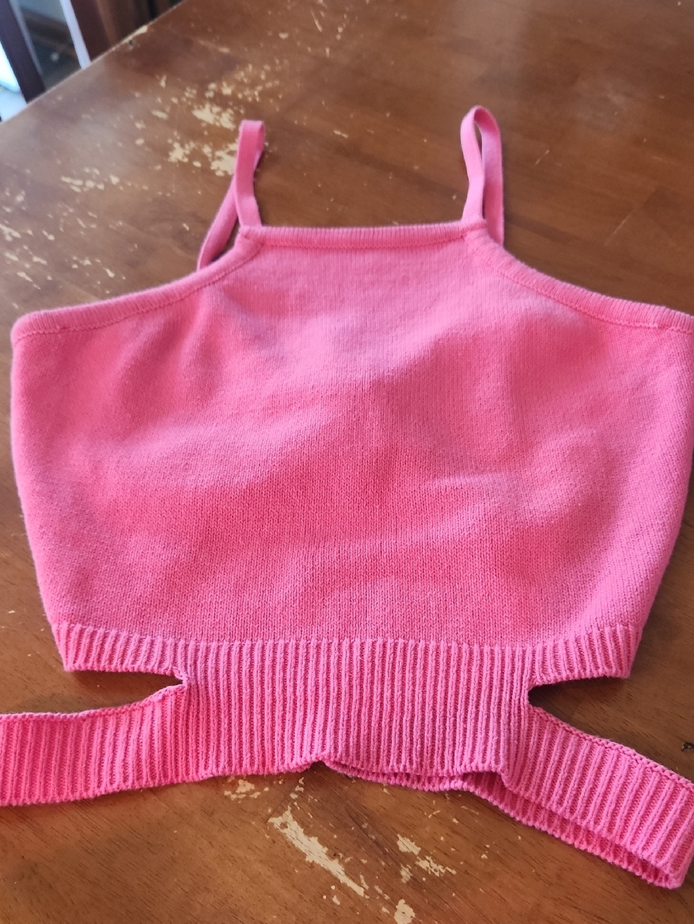 Lulu's Hot Pink Knit Sweater Tank with Waist Cutout